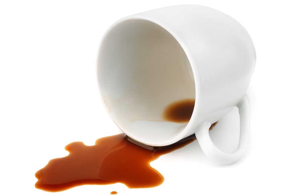 spilled coffee mug
